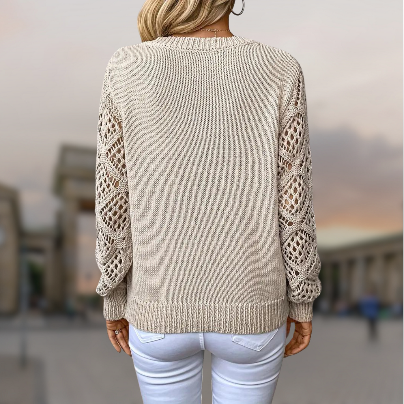 Isabella - Strickpullover mit Spitzenärmeln