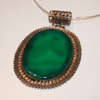 Collier argent et malachite